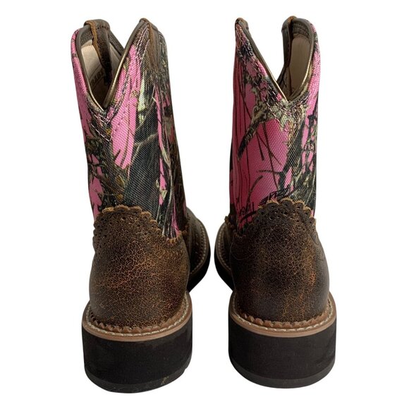 ARIAT Fatbaby Mossy Oak Pink Camo Western Roper Short Boots Womens SZ 6.5B - Picture 3 of 8